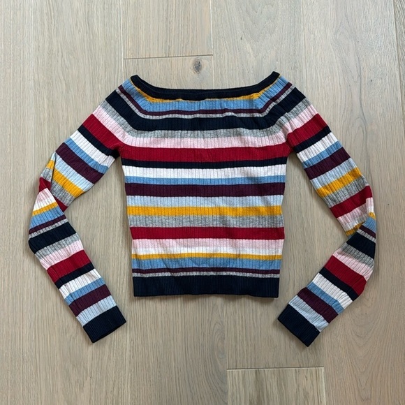 Kendall & Kylie Tops - PacSun Kendall & Kylie Long Sleeve Off Shoulder Striped